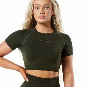 2/$25 Alphalete Women's Dark Green Crop Top sz 2X